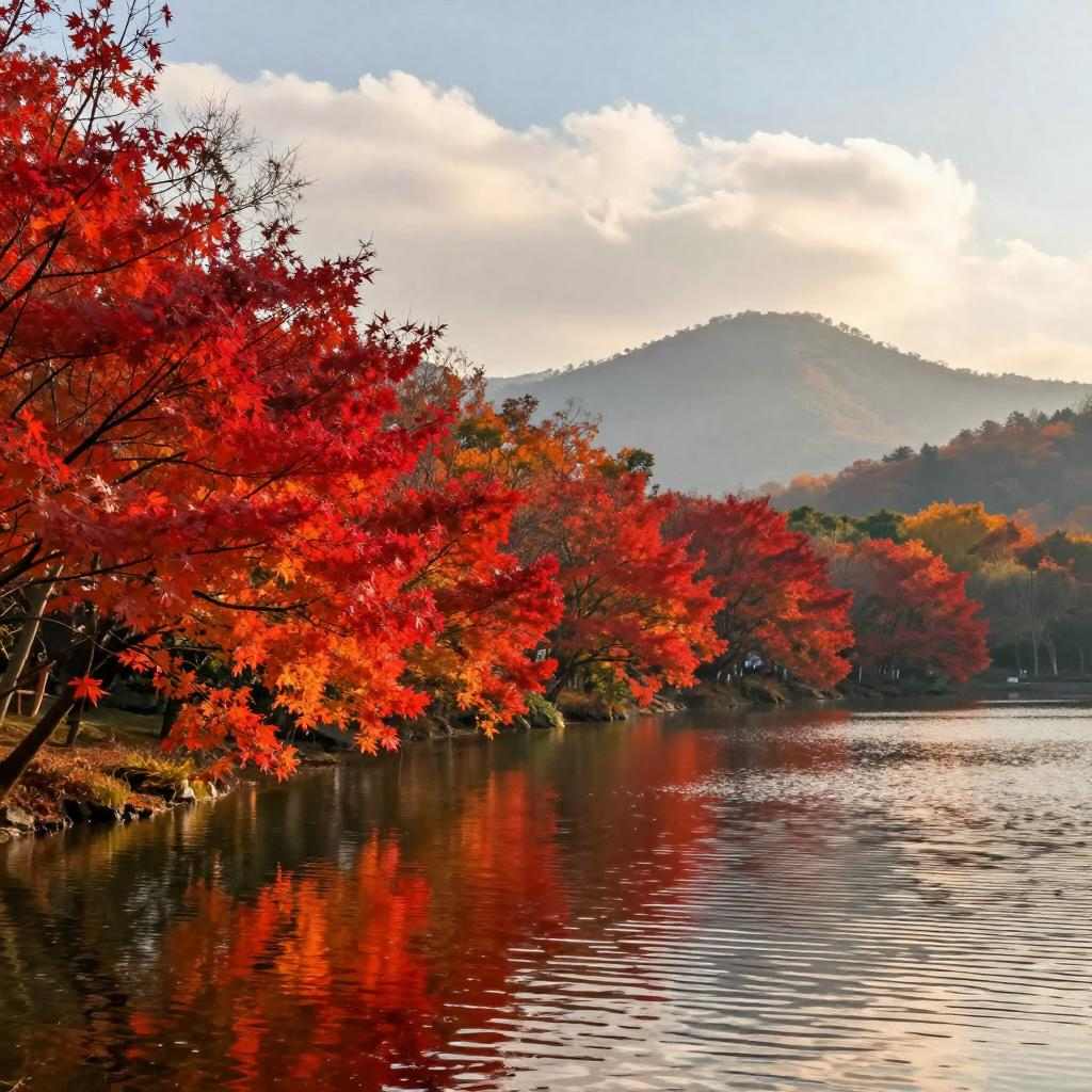 “枫”景独好 南京大泉湖畔如霞似火美如画