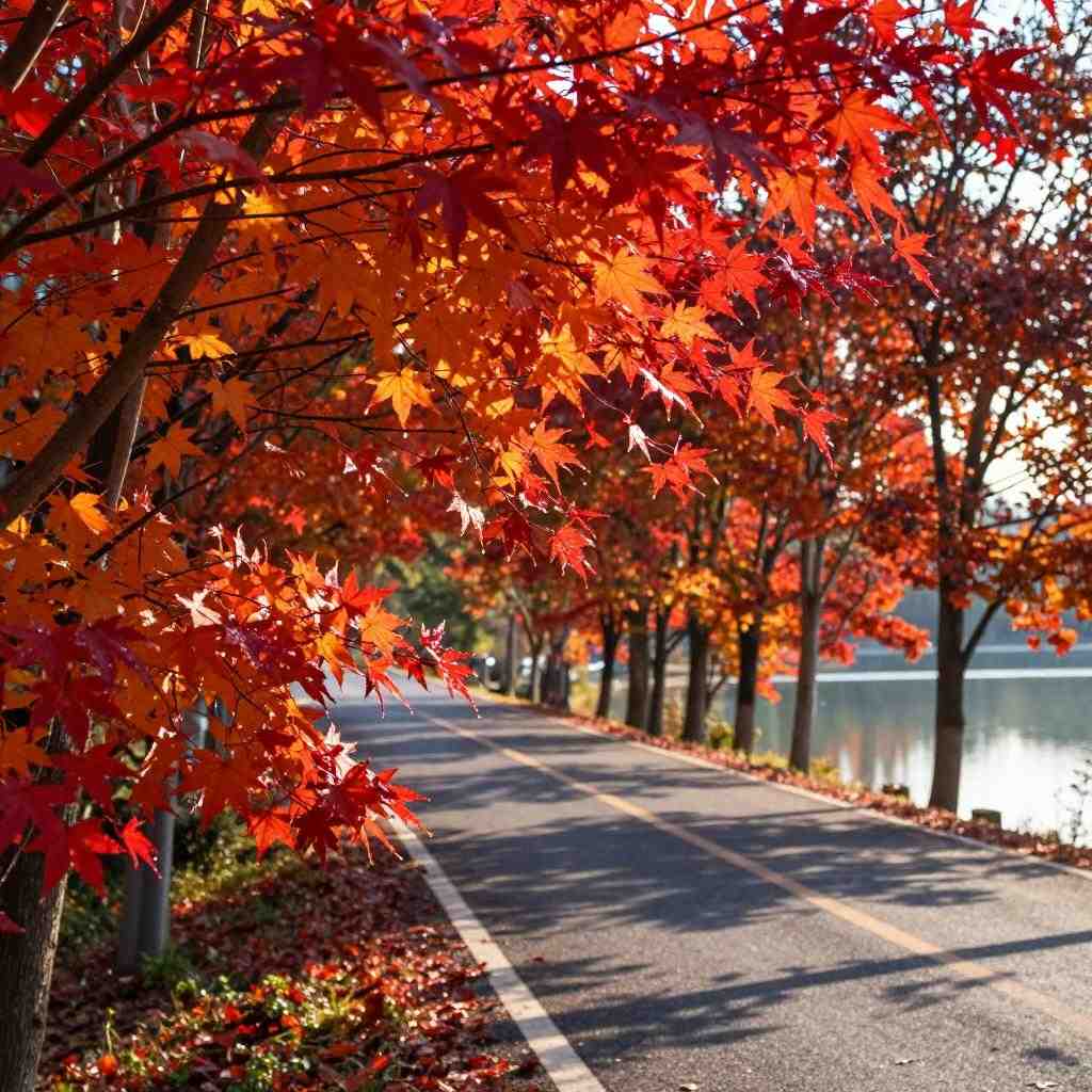 “枫”景独好 南京大泉湖畔如霞似火美如画